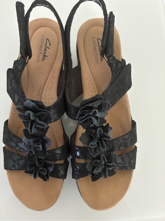 Clarks Shoes - Clarks Merliah Sheryl Black Floral Slingback Sandals Women's  US Size 11